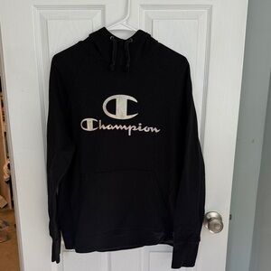 Champion Black Hoodie with Iridescent Logo